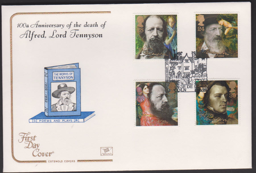 1992 - Tennyson COTSWOLD First Day Cover - Grange De Lings, Lincoln Postmark
