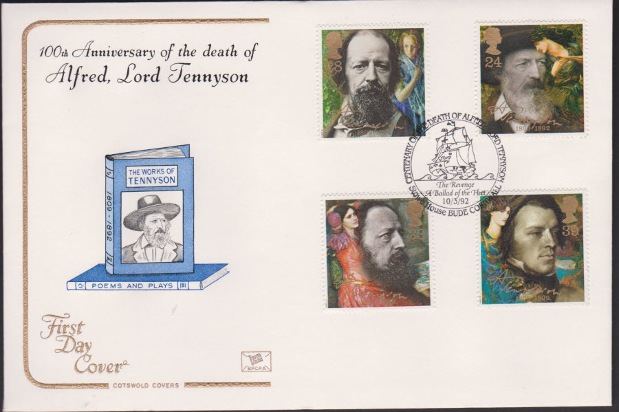 1992 - Tennyson COTSWOLD First Day Cover - Stowe House, Bude, Cornwall Postmark