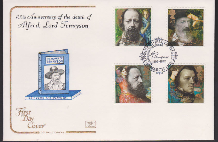 1992 - Tennyson COTSWOLD First Day Cover - Tennyson, Isle of Wight Postmark - Click Image to Close