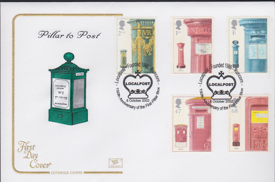 2002 - Pillar to Post COTSWOLD FDC Runcorn Postmark