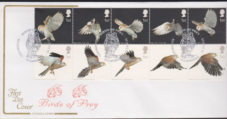 2003 - Birds of Prey COTSWOLD FDC Ringwood Hampshire Postmark