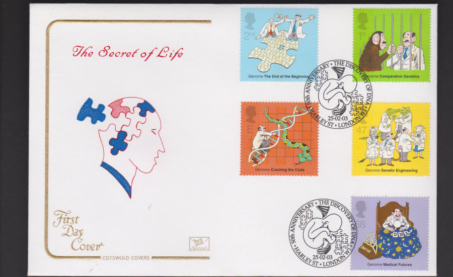 2003 - DNA Secret of Life COTSWOLD FDC Harley Street Postmark