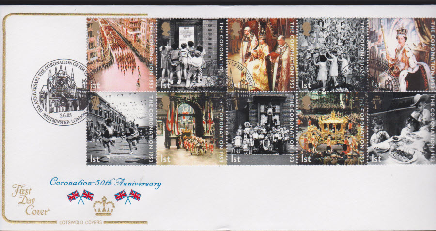 2003 - Coronation COTSWOLD FDC Westminster London Postmark