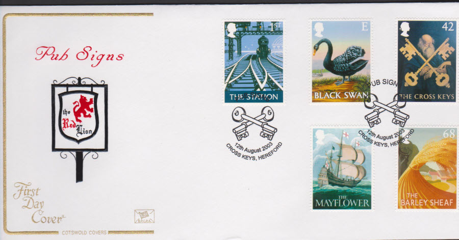 2003 - Pub Signs COTSWOLD FDC Cross Keys Hereford Postmark