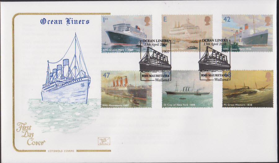 2004 - Ocean Liners COTSWOLD FDC Wallsend Postmark