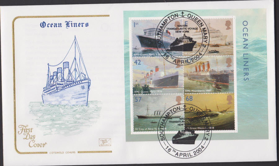 2004 - Ocean Liners COTSWOLD MS FDC Southampton Postmark