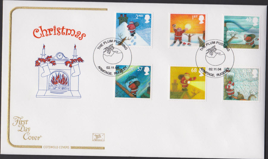 2004 - Christmas COTSWOLD FDC Armitage Rugeley Postmark