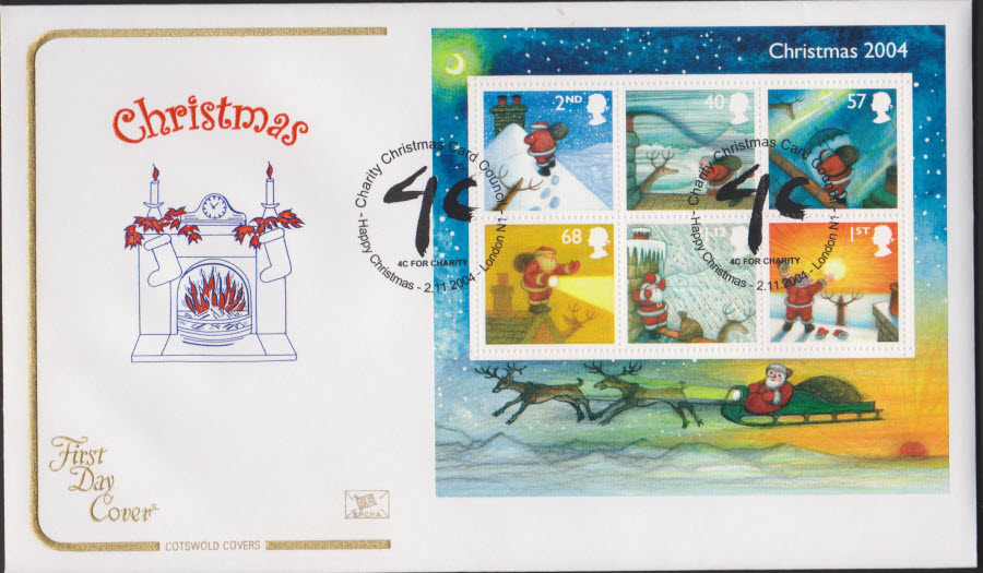 2004 - Christmas COTSWOLD MS FDC LOndon N1 Postmark