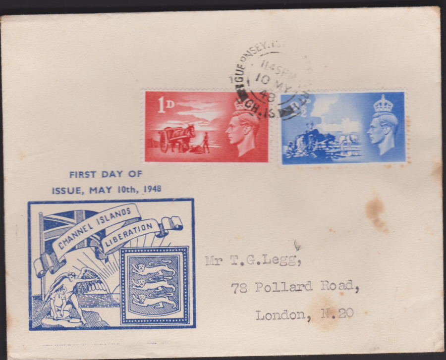 1948- Liberation of Channel Islands First Day Cover Illustrated Guernsey C D S
