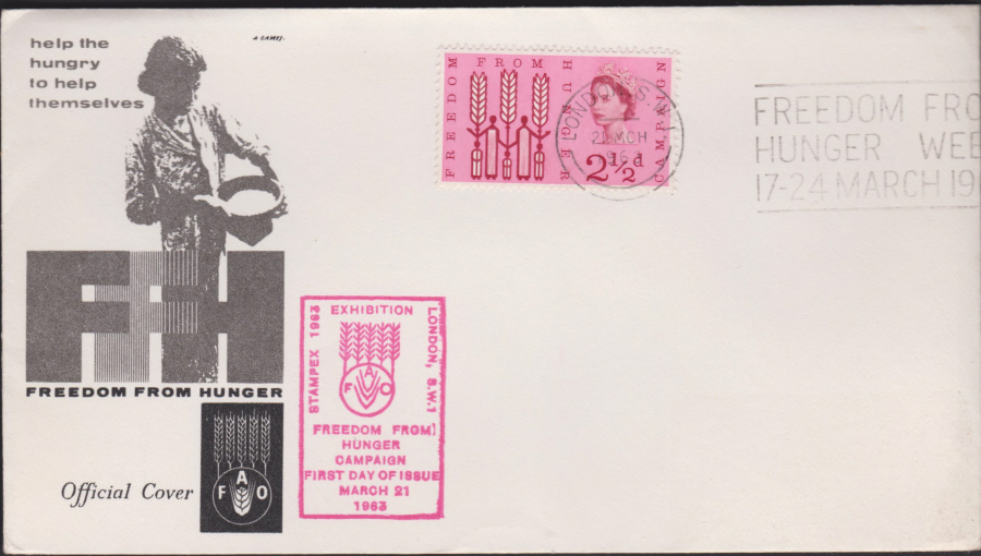 1963 -Freedom From Hunger First Day Cover - London S W 1 Slogan Postmark - Click Image to Close