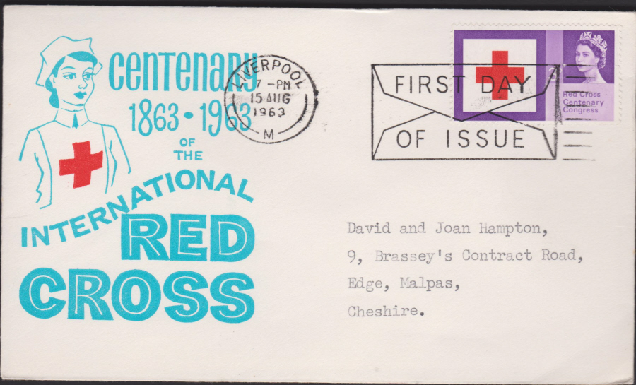 1963 -Red Cross phos First Day Cover - Liverpool Slogan Postmark