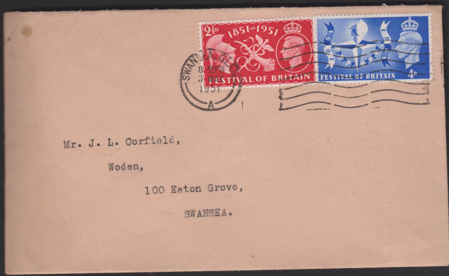 1951 Festival of Britain Slogan on Plain Cover fdi