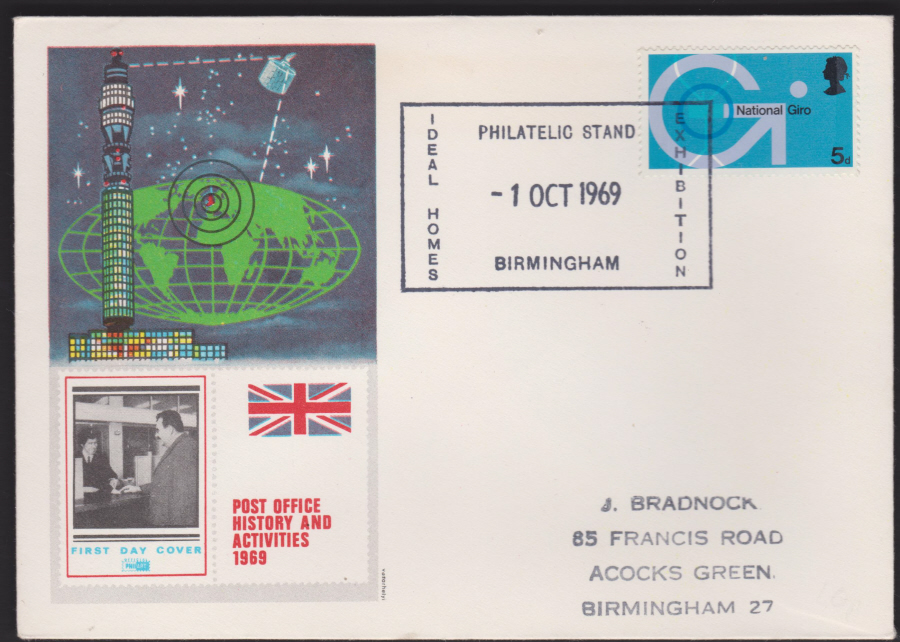 1969-Post Office Technology First Day Cover, Philatelic Stand Birmingham Ideal Home Postmark