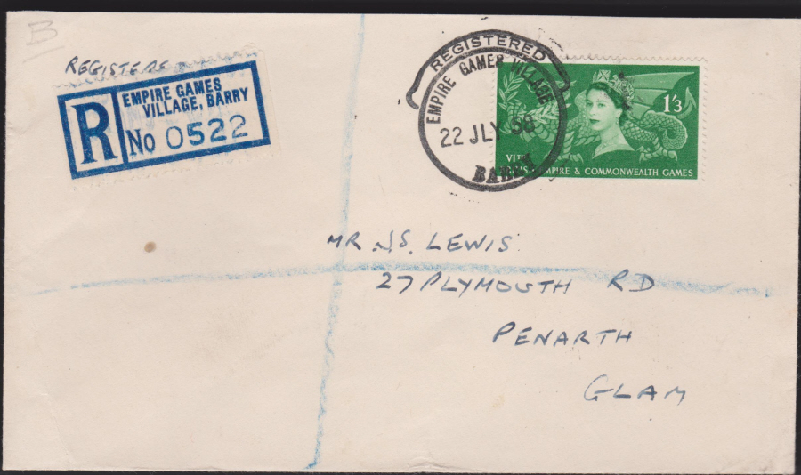 1958 Commonwealth Games Empire Games Hooded C D S Barry Cover- Postmark - Click Image to Close