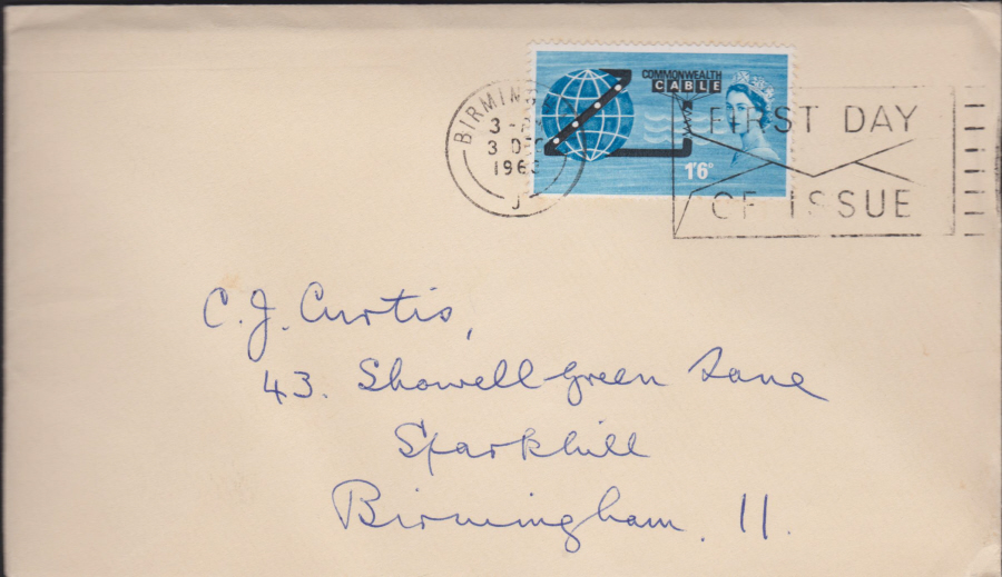 1963 -Cable First Day Cover - Birmingham Slogan Postmark