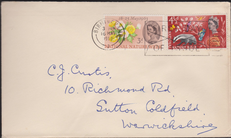 1963 -Nature Week First Day Cover - Birmingham FDI Slogan Postmark - Click Image to Close