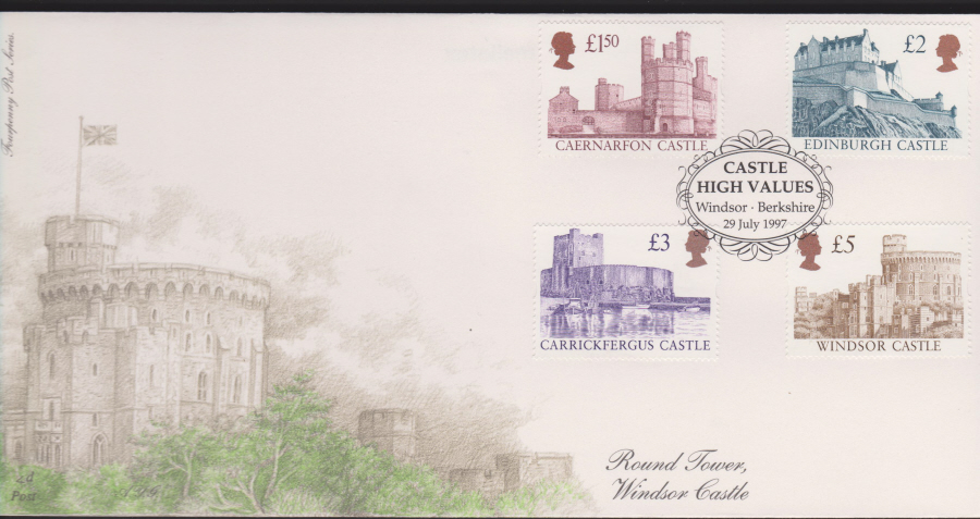 1997 -4d Post FDC-High Value Definitives - Windsor Postmark