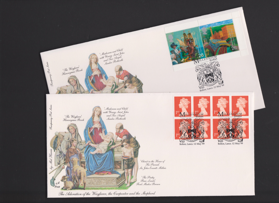 1999 -4d Post FDC- Millennium Retail Booklet - Bolton Postmark