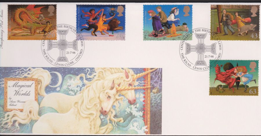 1998 -4d Post FDC- Magical Worlds - Birthplace of C S Lewis, Oxford Postmark - Click Image to Close