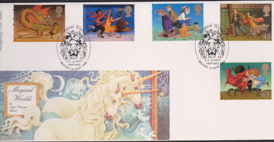 1998 -4d Post FDC- Magical Worlds - C S Lewis, 1898-1963 Belfast Postmark