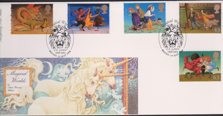 1998 -4d Post FDC- Magical Worlds - C S Lewis, 1898-1963 Belfast Postmark - Click Image to Close