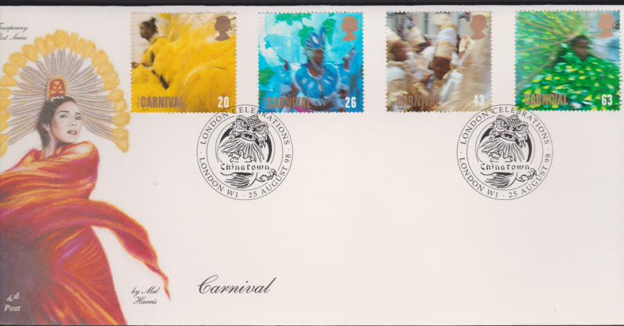 1998 -4d Post FDC-Carnival - Chinatown, London W1, Postmark