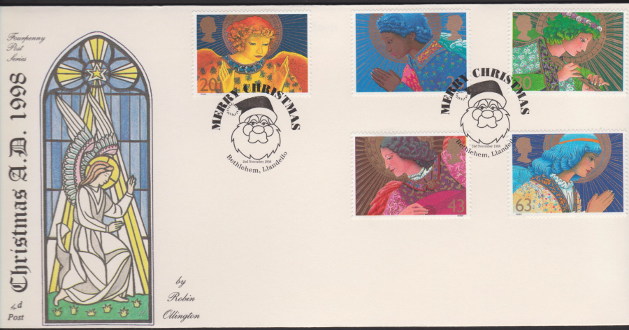 1998 -4d Post FDC- Christmas - Bethlehem with Santa Postmark - Click Image to Close