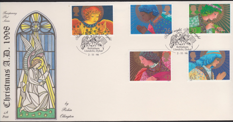 1998 -4d Post FDC- Christmas - Bethlehem with Angels Postmark