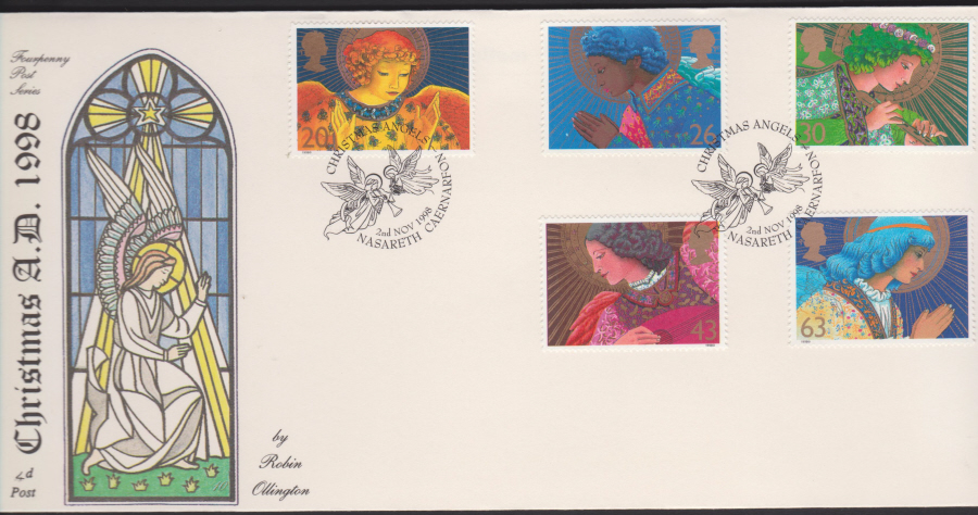 1998 -4d Post FDC- Christmas - Nasareth with Angels Postmark