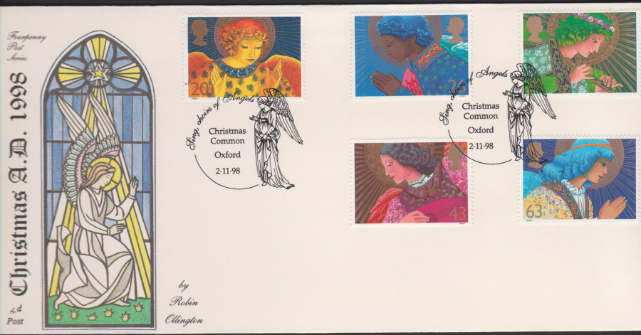 1998 -4d Post FDC- Christmas - Christmas Common, Oxfordt Postmark - Click Image to Close