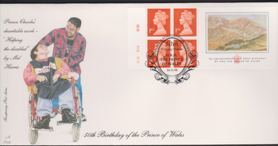 1998 -4d Post FDC-Prince of Wales Retail Book - Ballater Postmark