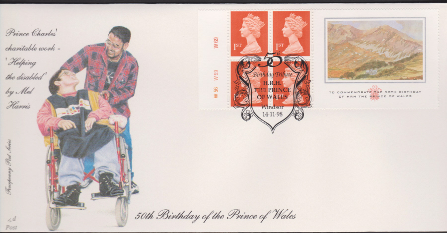 1998 -4d Post FDC-Prince of Wales Retail Book - Windsor Postmark