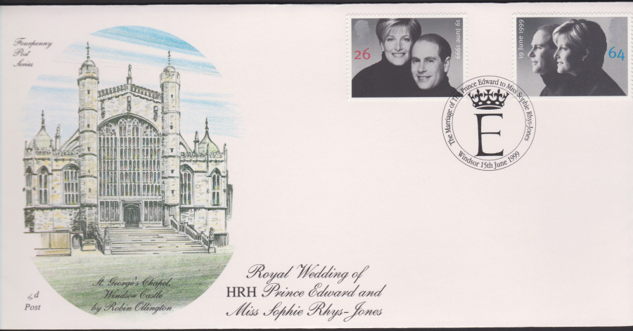 1999 -4d Post FDC- Edward & Sophie Wedding - E Windsor Postmark