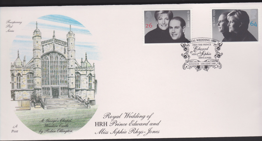 1999 -4d Post FDC- Edward & Sophie Wedding - Windsor Postmark