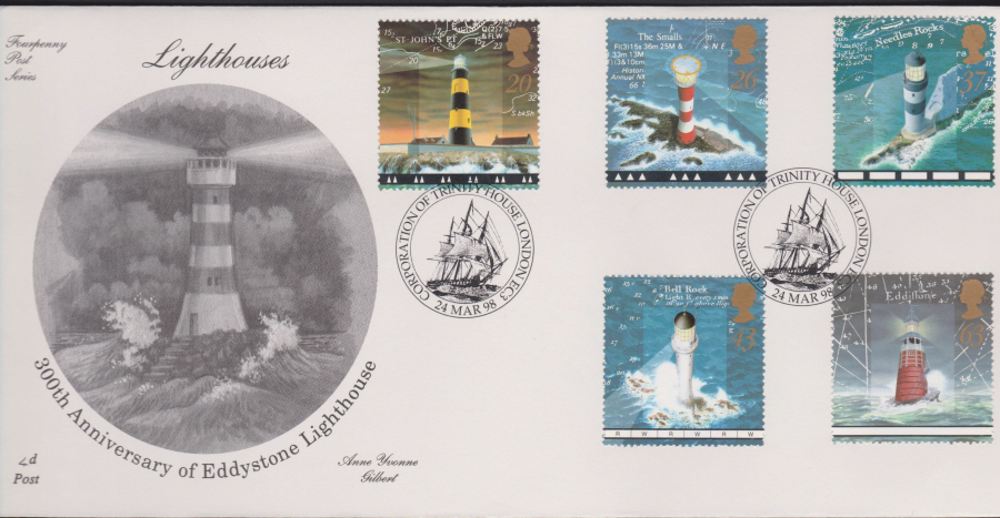 1998 -4d Post FDC- Lighthouses -Trinity House, London EC3 Postmark