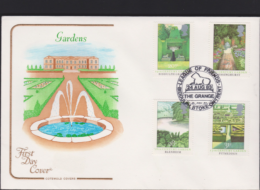 1983 - Gardens COTSWOLD FDC - The Grange Stoke on Trent Postmark