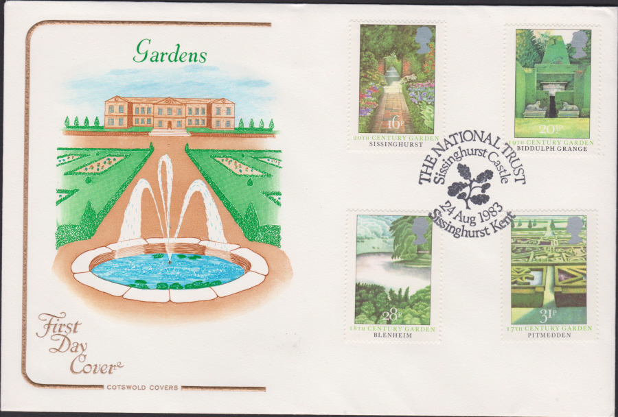 1983 - Gardens COTSWOLD FDC - Sissinghurtst ,Kent National Trust Postmark