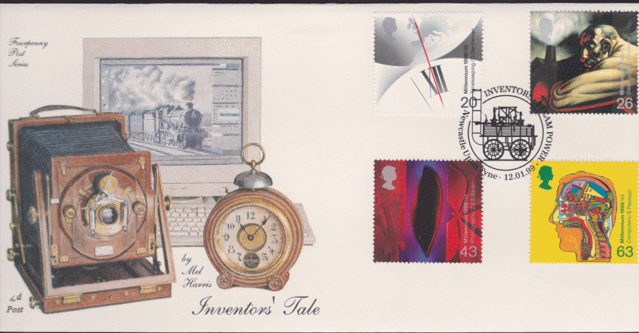 1999 -4d Post FDC-Inventors Tales - Steam Power Newcastle upon Tyne Postmark