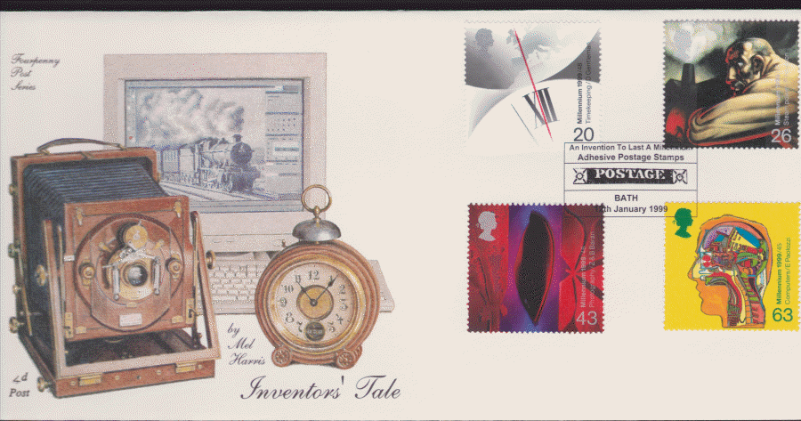 1999 -4d Post FDC-Inventors Tales - Postage Bath Postmark