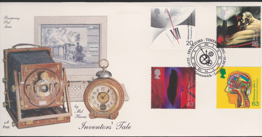1999 -4d Post FDC-Inventors Tales - Timekeeping , Greenwich London SE10 Postmark