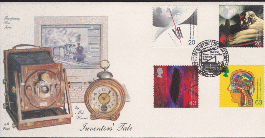 1999 -4d Post FDC-Inventors Tales - Euston, London NW1 Postmark