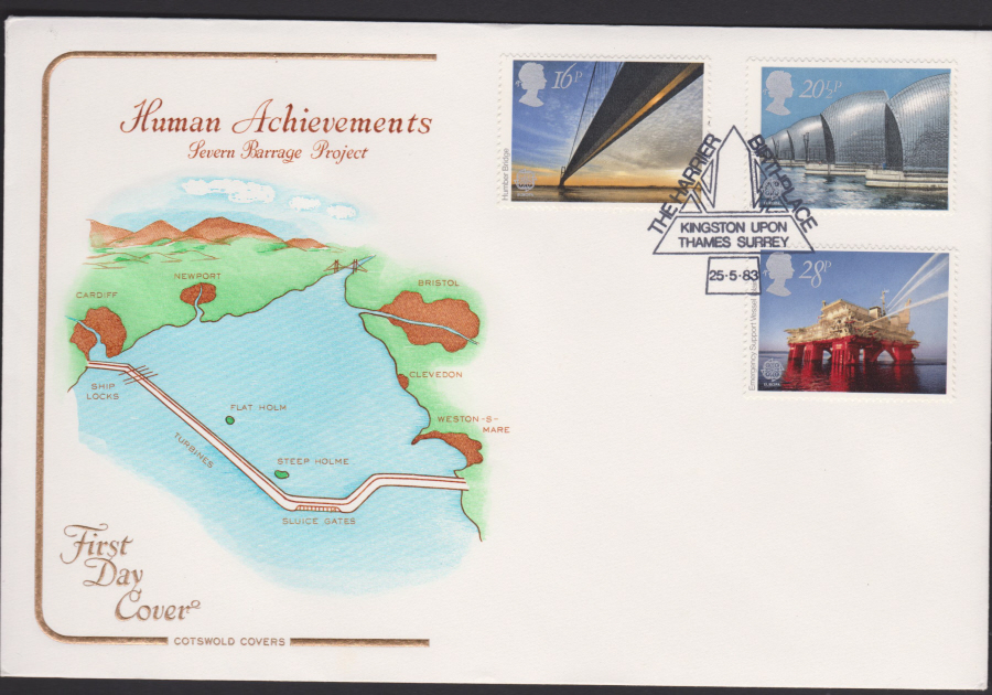 1983 - Engineering COTSWOLD FDC - The Barrier Birthplace Kingstonupon Thames Postmark - Click Image to Close