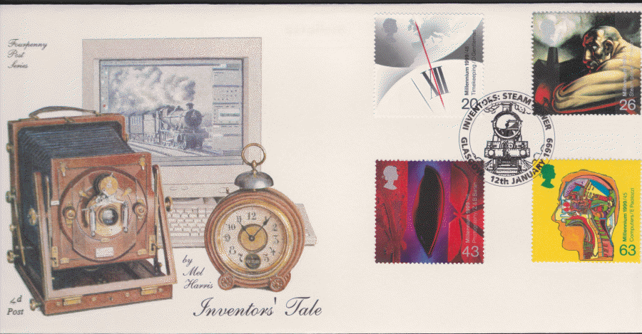1999 -4d Post FDC-Inventors Tales - Inventors Steam, Glasgow Postmark