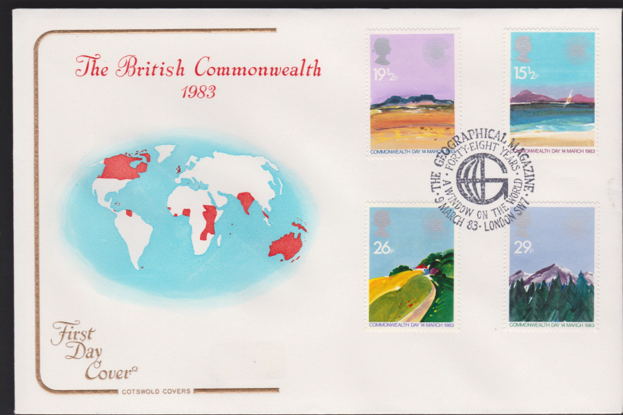 1983 - British Commonwealth COTSWOLD FDC - Geographicial Magazine London SW7 Postmark - Click Image to Close