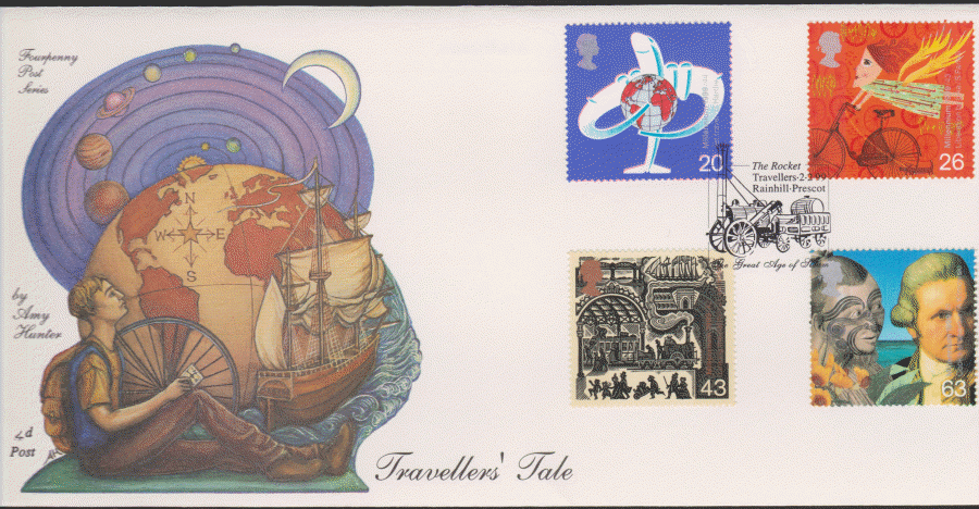 1999 -4d Post FDC- Travellers Tales - Travellers Rainhill Prescot Postmark