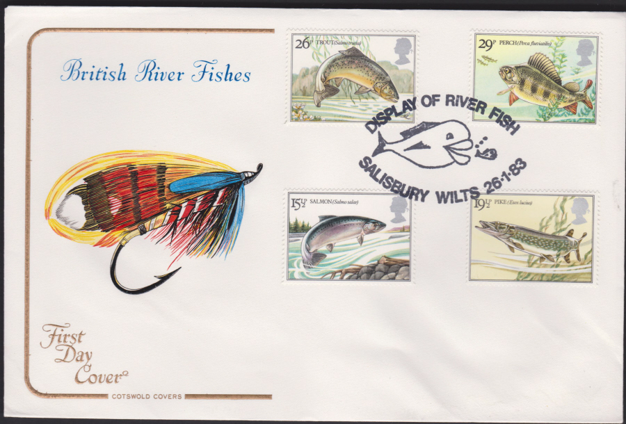 1983 - British River Fish COTSWOLD - Display of River Fish, Salisbury Postmark