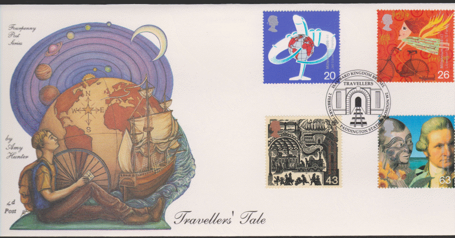 1999 -4d Post FDC- Travellers Tales - Brunel Paddington Station London W2 Postmark