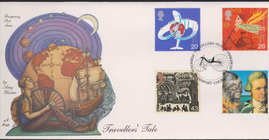 1999 -4d Post FDC- Travellers Tales - Personal Transport, Courthill, Dumfries Postmark - Click Image to Close