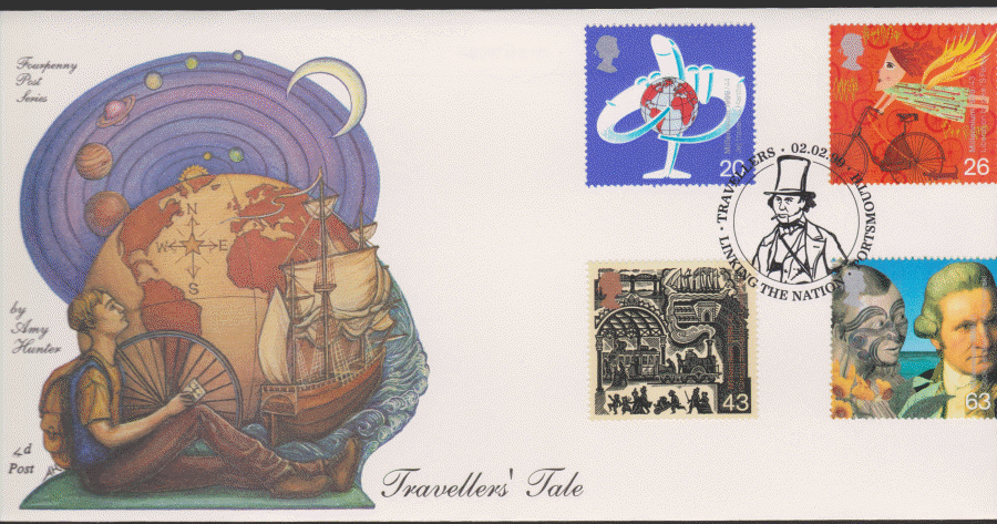 1999 -4d Post FDC- Travellers Tales - Linking the Nation Portsmouth Postmark - Click Image to Close