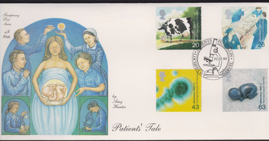 1999 -4d Post FDC- Patients Tales - Penicillin, Lockfield Darvell Postmark